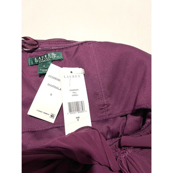 Lauren Ralph Lauren fall Marsala dress burgundy red festive cocktail women 6 New - Picture 6 of 11